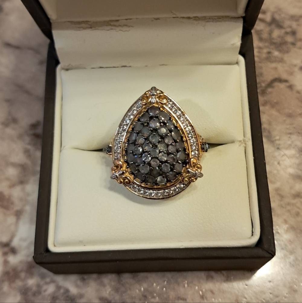 Narsipatnam Alexandrite and White Zircon Vintage Style Cluster Ring